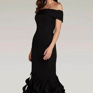 NWT Gia Franco 12365 Mother of the Bride Off-Shoulder Evening Dress Black Size 8